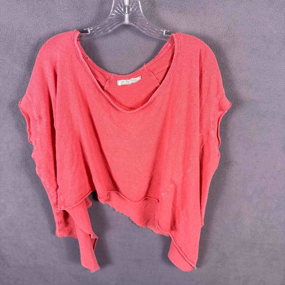 Free People We The Free Oversized Angel Tee Shirt Boho Raw Edge Small Beach EUC‎